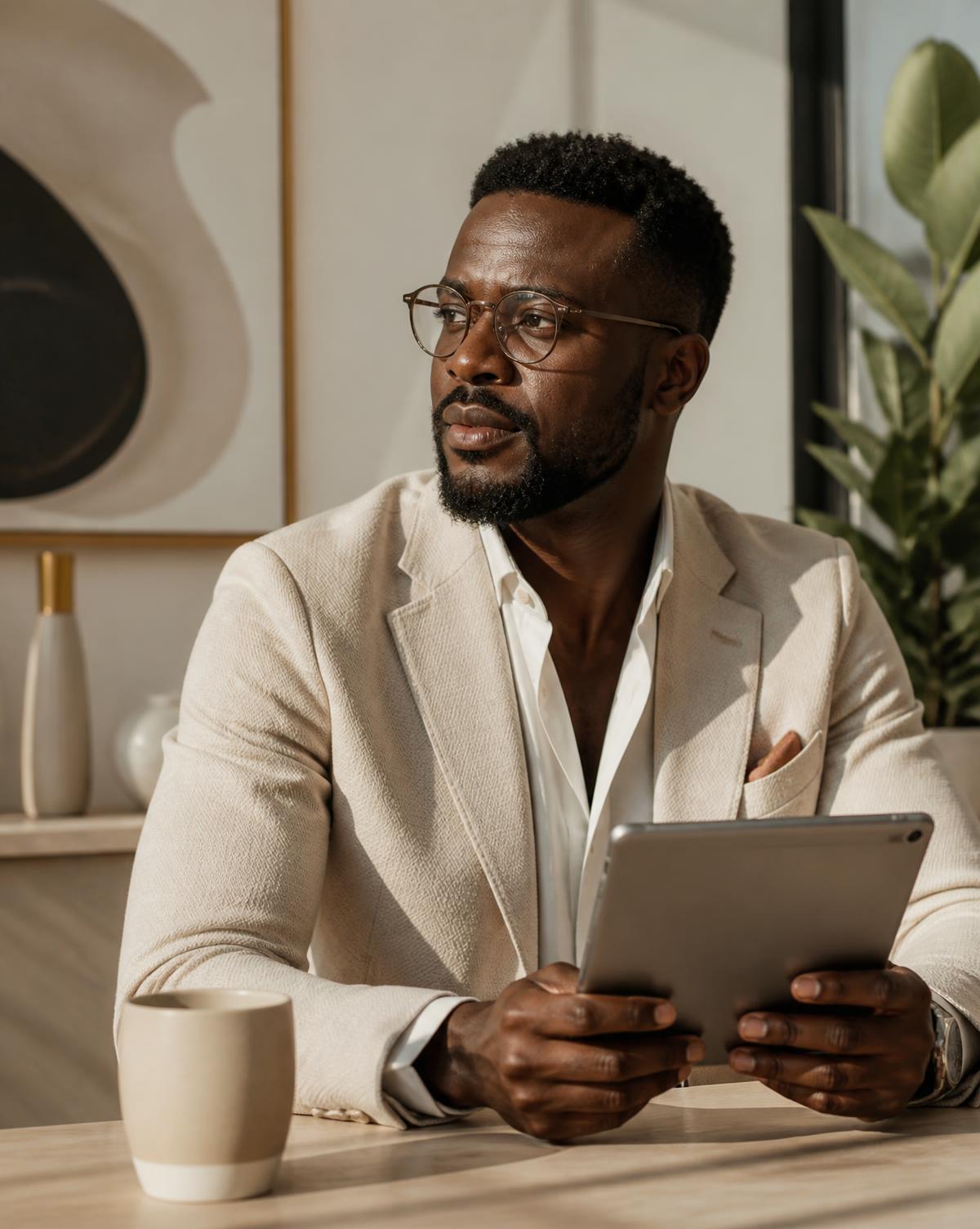 A modern entrepreneur working in a bright contemporary studio
